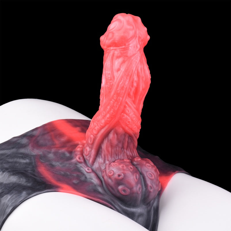 Big Glans Penissleeve Extender - Red-Black Fantasy Cock Sleeve Male Pegging Enhancement