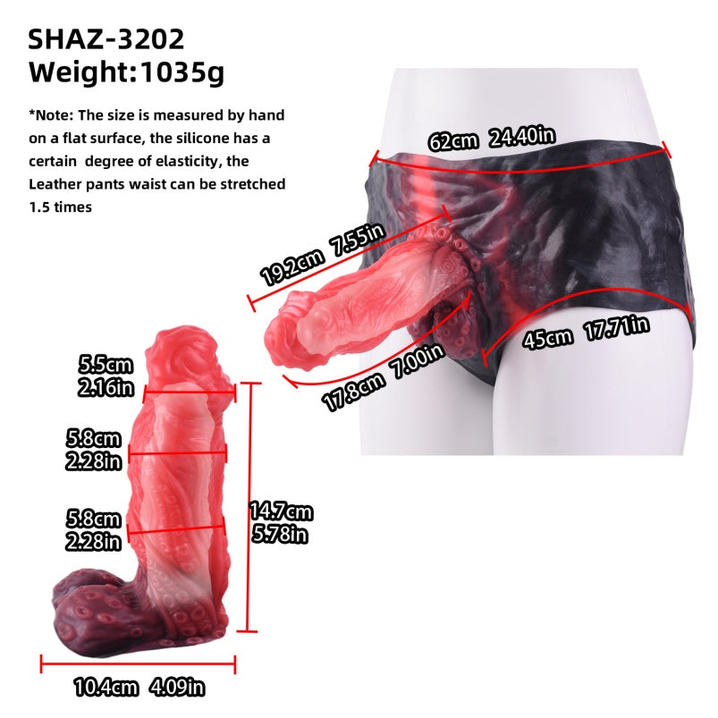Big Glans Penissleeve Extender - Red-Black Fantasy Cock Sleeve Male Pegging Enhancement