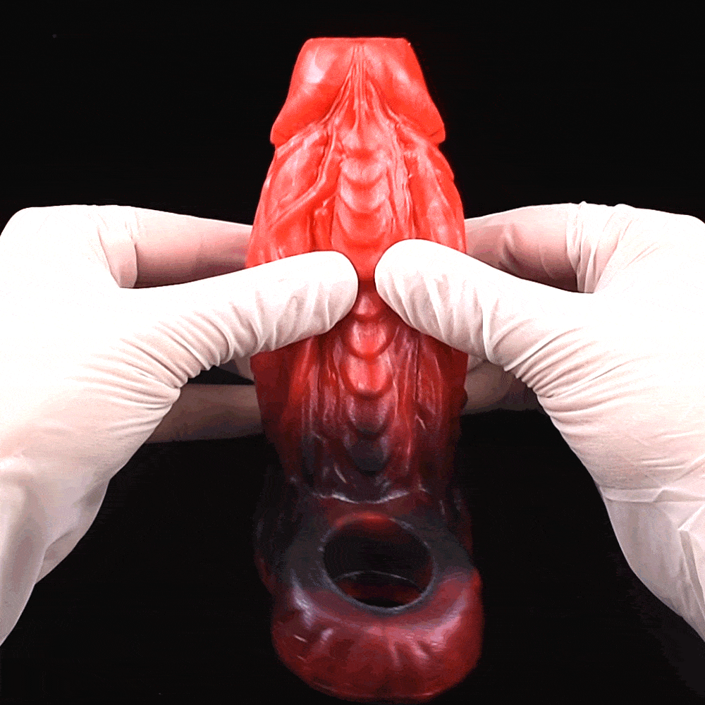 Red Dragon Vibrating Penis Sleeve - Fantasy Silicone Cock Sheath Male Extender