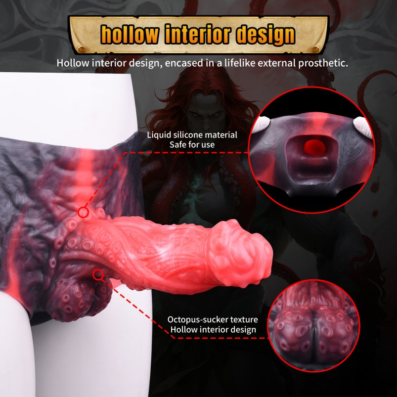 Big Glans Penissleeve Extender - Red-Black Fantasy Cock Sleeve Male Pegging Enhancement