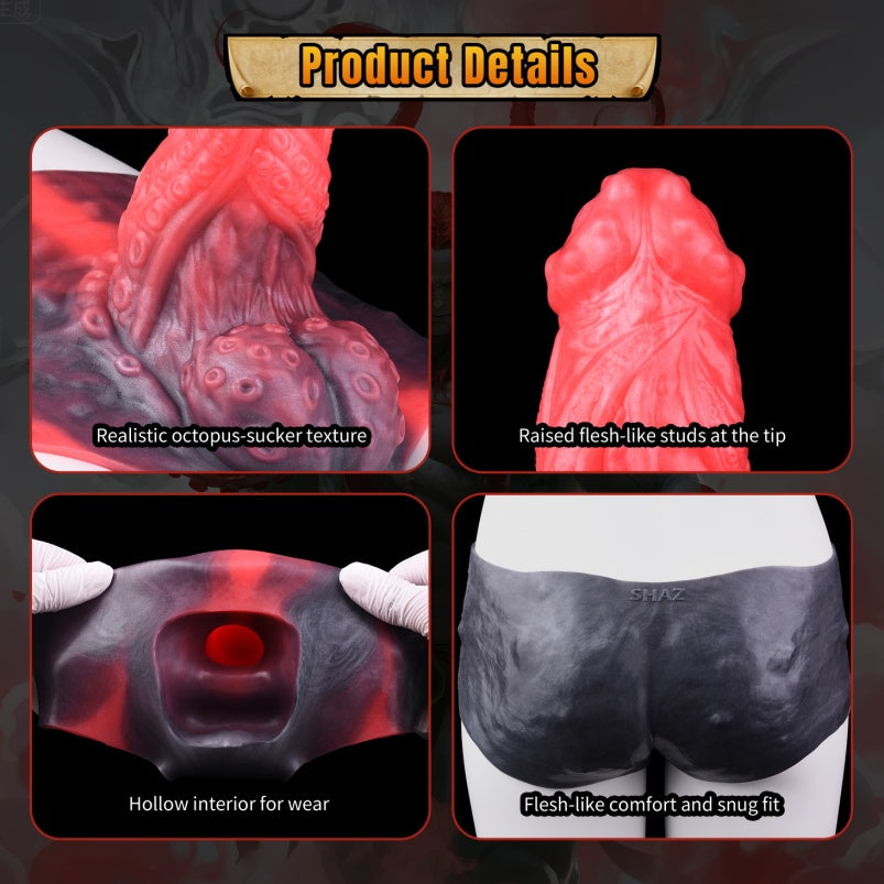 Big Glans Penissleeve Extender - Red-Black Fantasy Cock Sleeve Male Pegging Enhancement