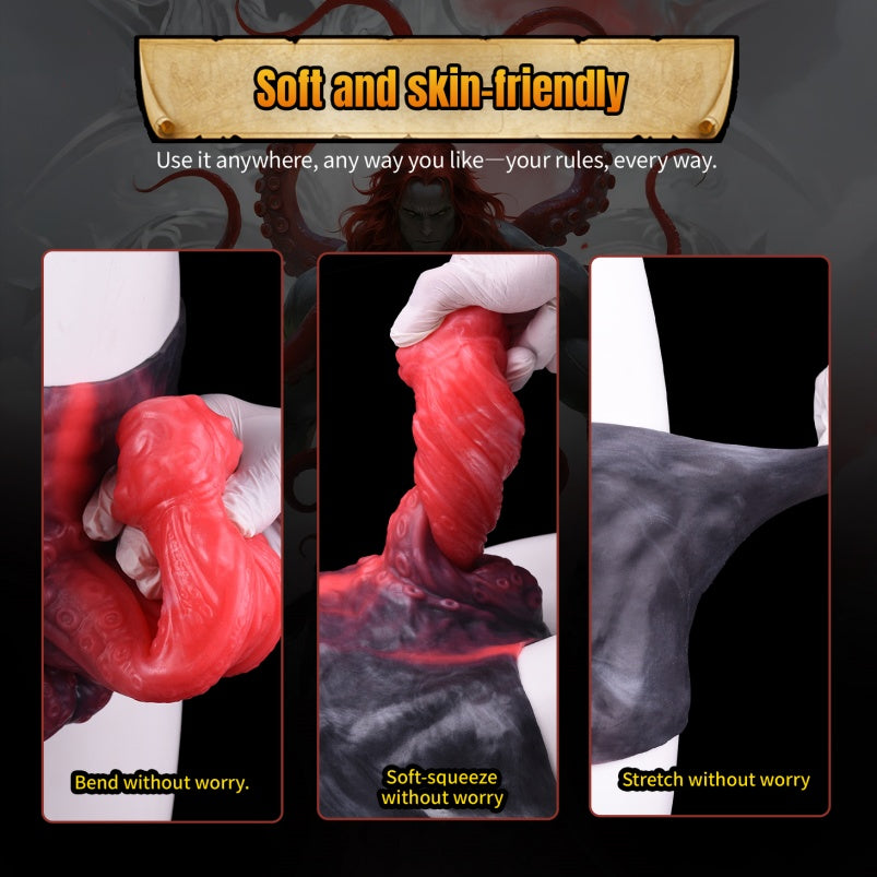 Big Glans Penissleeve Extender - Red-Black Fantasy Cock Sleeve Male Pegging Enhancement