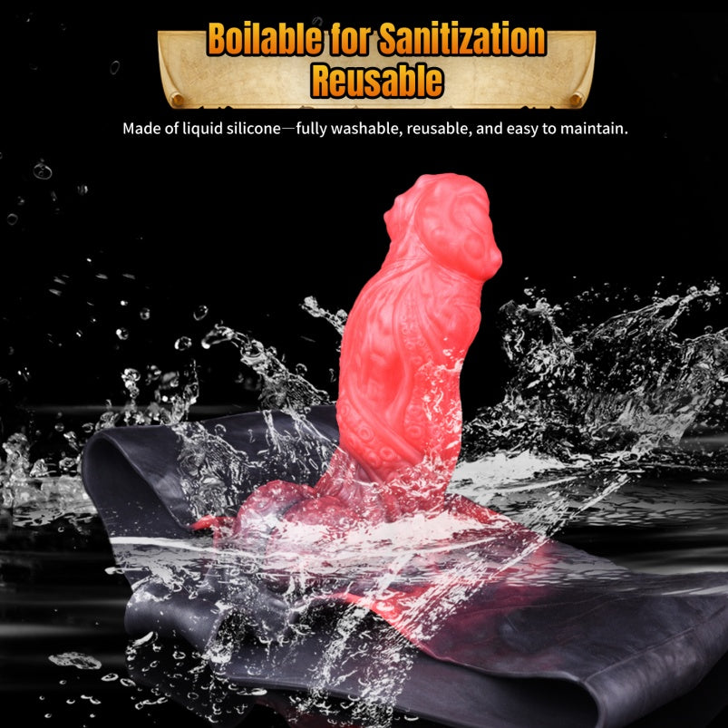 Big Glans Penissleeve Extender - Red-Black Fantasy Cock Sleeve Male Pegging Enhancement