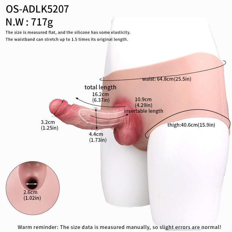 Realistic Penis Extension Cock Sleeve Sheath Underwear - Silicone Flexible Pants for Men
