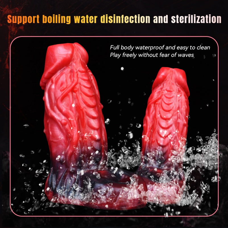 Red Dragon Vibrating Penis Sleeve - Fantasy Silicone Cock Sheath Male Extender
