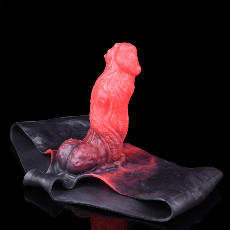 Big Glans Penissleeve Extender - Red-Black Fantasy Cock Sleeve Male Pegging Enhancement