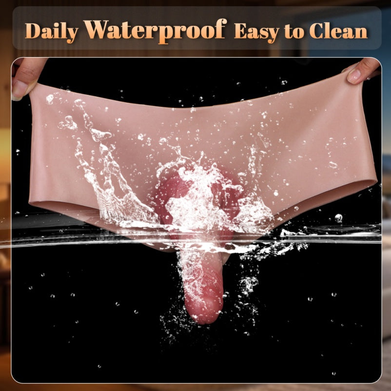 Realistic Penis Extension Cock Sleeve Sheath Underwear - Silicone Flexible Pants for Men