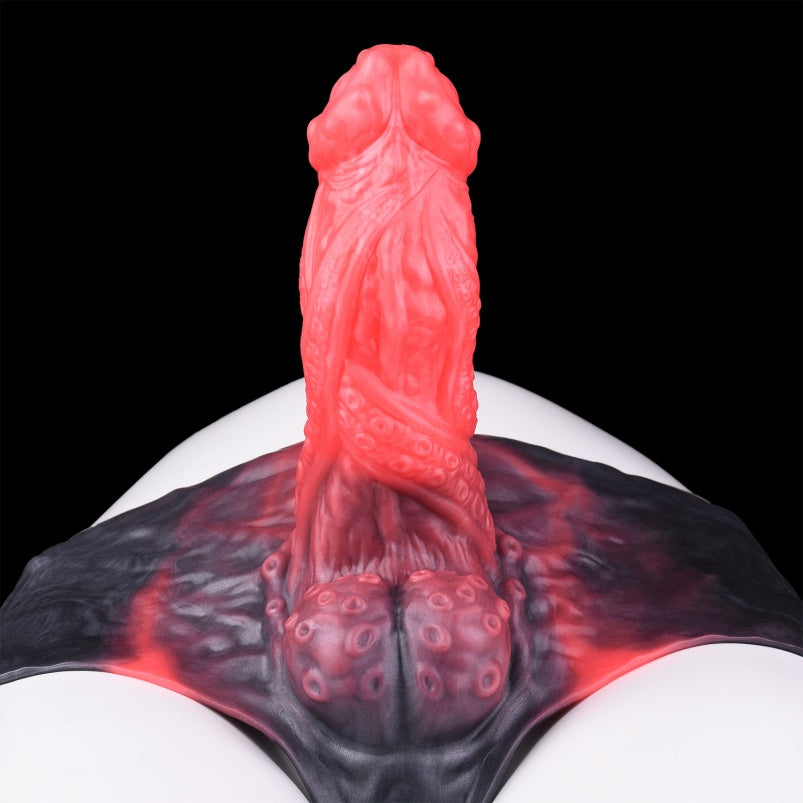 Big Glans Penissleeve Extender - Red-Black Fantasy Cock Sleeve Male Pegging Enhancement