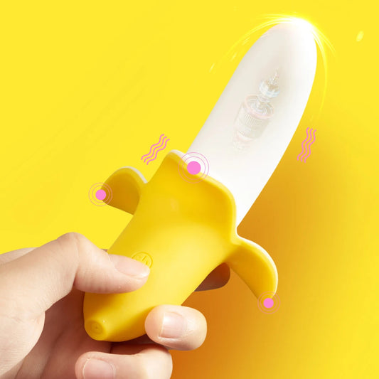 Banana Clit Clamp Tongue Vibrator - Nipple Massage G Spot Vibrating Dildo Women Gifts