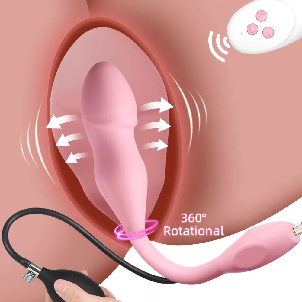 Remote Control Inflatable Vibrating Butt Plug - Fantastic Pink Dildo V Domlust Remote Control Inflatable Vibrating Butt Plug - Fantastic Pink Dildo V Domlust