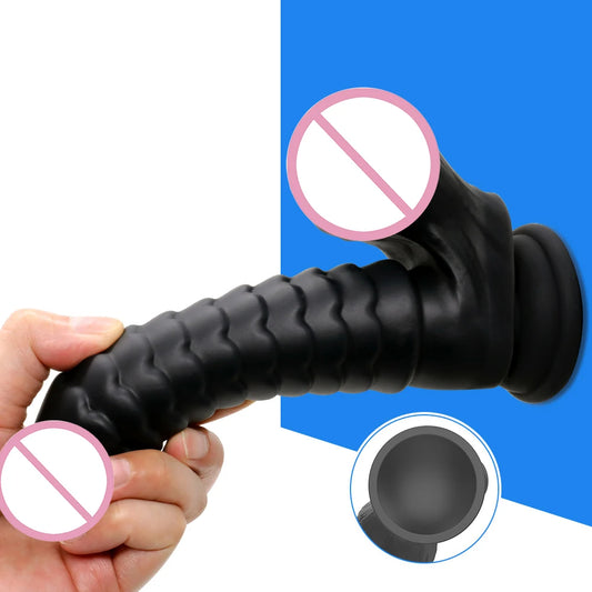 Silicone Black Dildo - Big Ripples Monster Dildos Anal Plug Sex Toys - Domlust