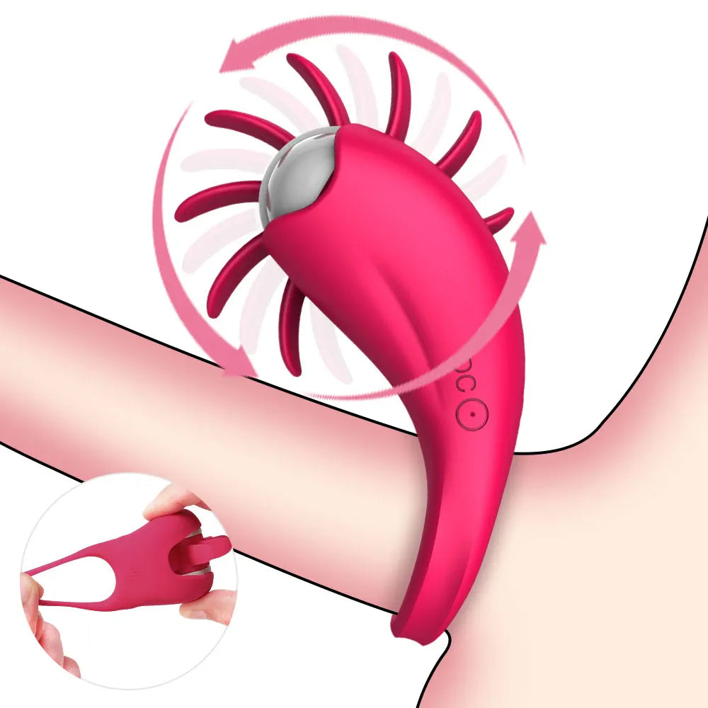 Anneau pénien vibrant léchant la langue stimulateur de clitoris - 10 modes d'éjaculation retardée plaisir amélioré