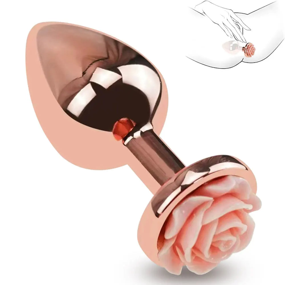 Roségoldener Buttplug – 3-teiliger Metall-Analplug, Sexspielzeug für Männer, Frauen, Anfänger