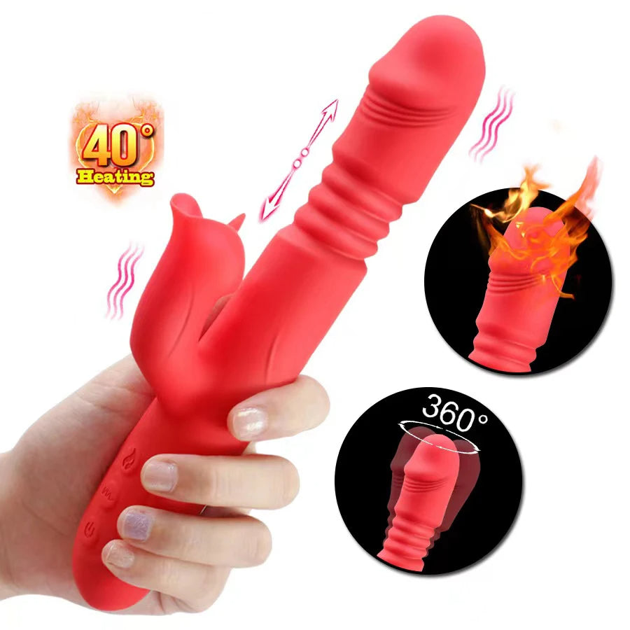 Gode de poussée Vibromasseur point G - Gode vibrant Stimulateur de clitoris Double extrémité Jouet sexuel féminin