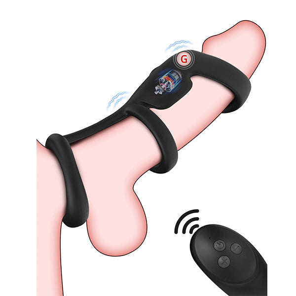 Anneaux péniens vibrants télécommandés - Les anneaux de pénis triples retardent l'éjaculation Couple Sex Toy