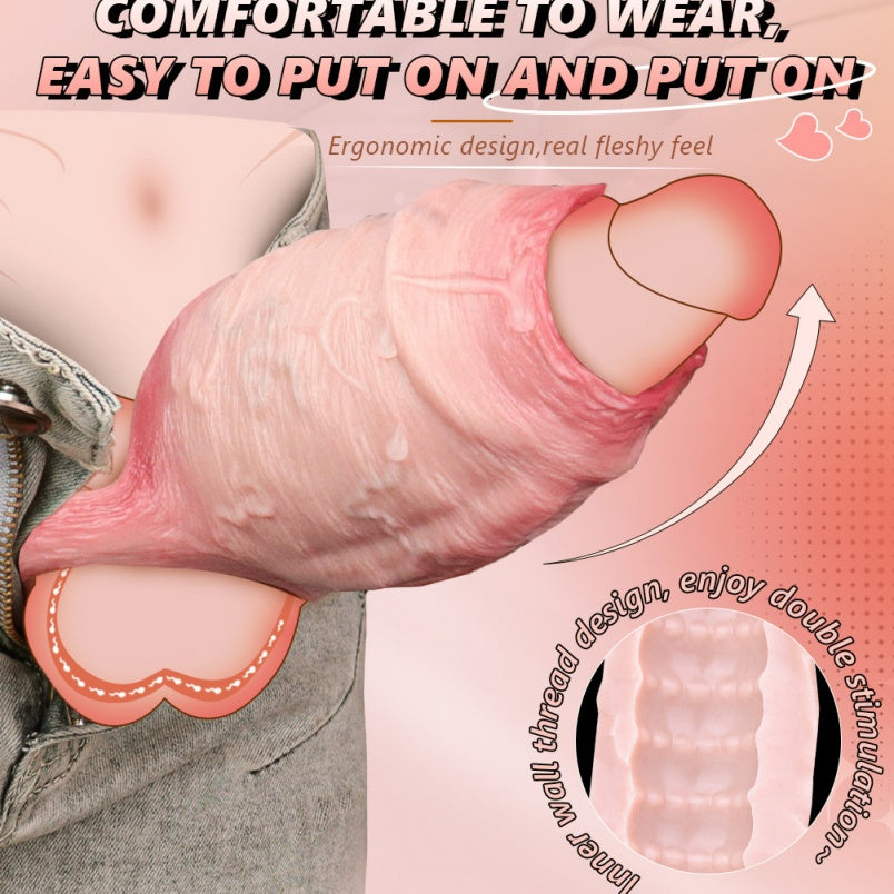 Big Girthy Realistic Cock Sleeve - Effective Penis Extender Pegging Enhancement for Men Gay
