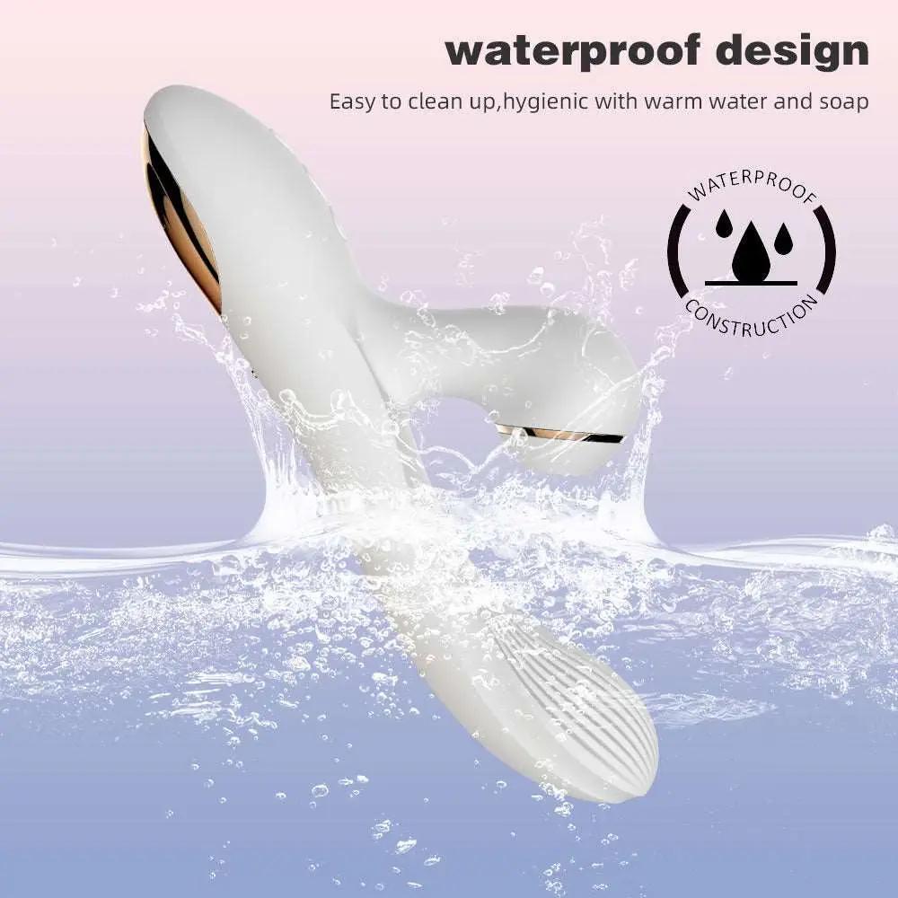 Domlust Sucking Vibrating Rabbit G-spot Vibrator- Dual Powerful Suction and Vibration Stimulation with Waved Texture Insertion