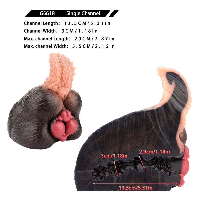 Fantasy Animal Dog Ass Pocket Pussy - Single-Channel Penis Massaging Blowjob Silicone Sex Toy