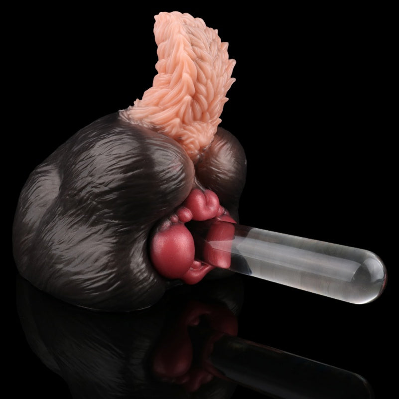 Fantasy Animal Dog Ass Pocket Pussy - Single-Channel Penis Massaging Blowjob Silicone Sex Toy