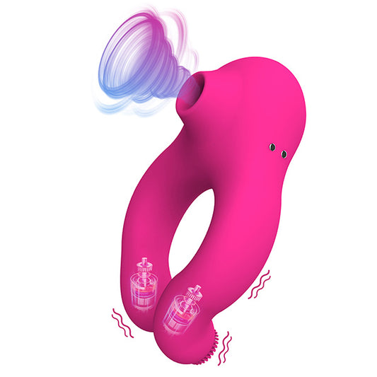 Female Oral Sex Sucking Vibrator - Male Penis Cock Ring Clit Clamp Couple Sex Toys