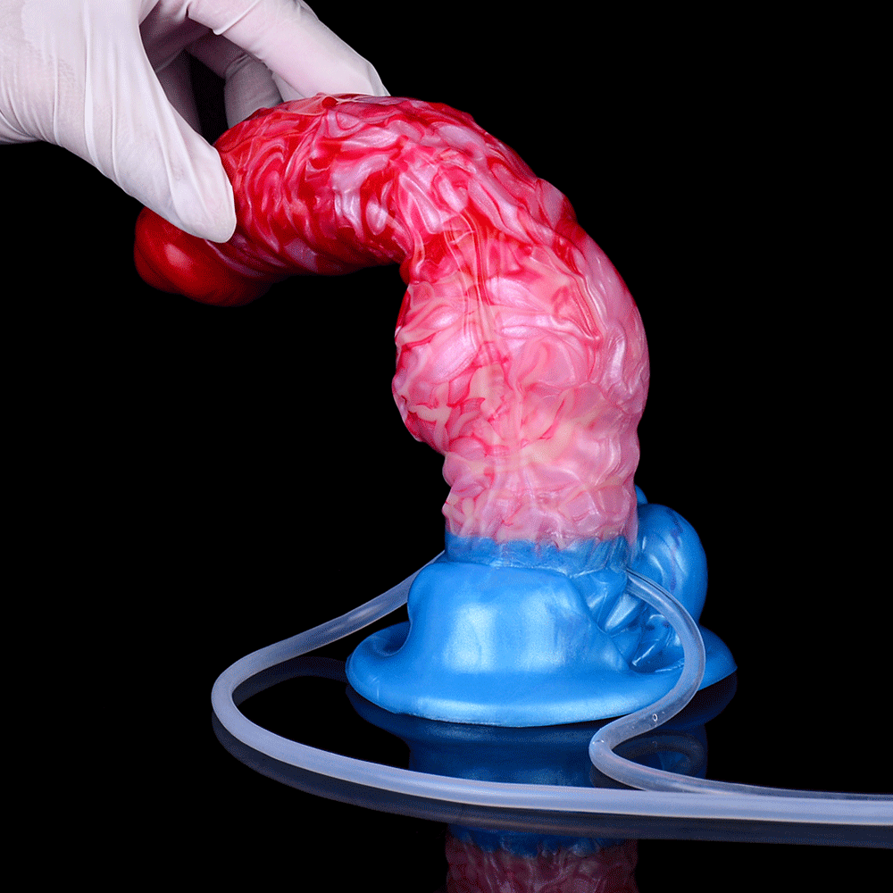 Squirting Inflatable Dog Dildo Butt Plug - Strapon Pegging Prostate Massager Sex Toys for Women