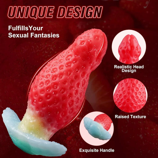 Strawberry Fantasy Butt Plug Dildo - Anchor Liquid Silicone Anal Expander Sex Toys