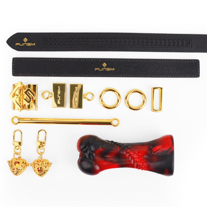 Ensemble de bondage bâillon-boule en forme d'os rouge et noir – Silicone de qualité supérieure pour jeux BDSM coquins