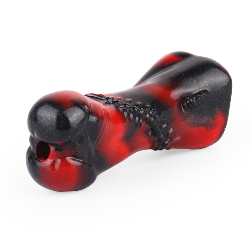 Ensemble de bondage bâillon-boule en forme d'os rouge et noir – Silicone de qualité supérieure pour jeux BDSM coquins