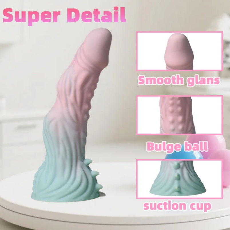 Fantasy Dragon Dildo aus Silikon mit Saugnapf – freihändiges Einführspielzeug zur vaginalen Stimulation