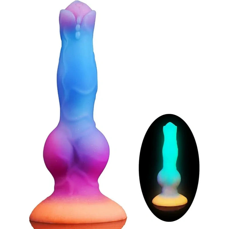 Gode lumineux inspiré du monde canin, plug anal en silicone pour femme, extension anale
