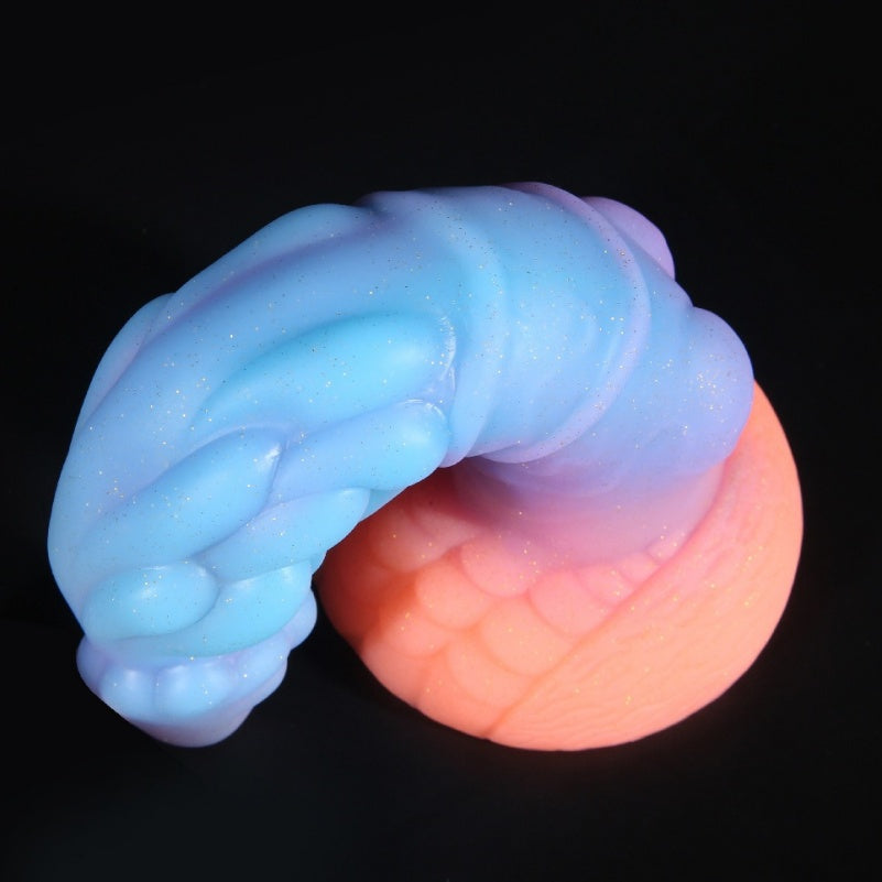 Dragon Fantasy Glowing Dildo Butt Plug with Suction Cup - Liquid Silicone Female Vaginal Masturbation Sex Toys
