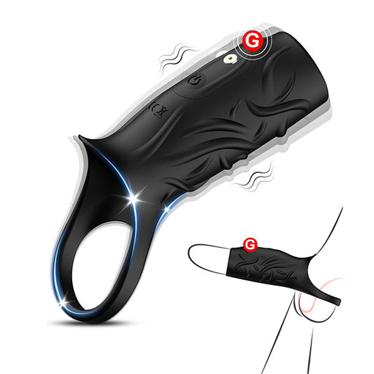 Vibrating Penis Sleeve Sheath - Silicone Cock Extender Delay Ejaculation Sex Toys for Men