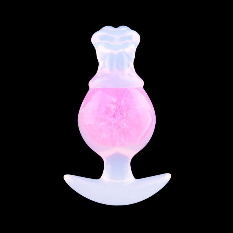 Silicone Fantasy Horse Dildo Butt Plug – Embedded Glass Ball & Glowing BDSM Restraint Toy