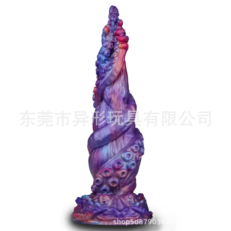 Fantasy Tentacle Dildo Butt Plug with Suction Cup – Purple Silicone Insertable Female Sex Toys