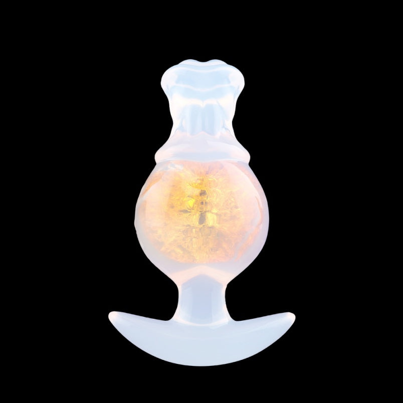 Silicone Fantasy Horse Dildo Butt Plug – Embedded Glass Ball & Glowing BDSM Restraint Toy