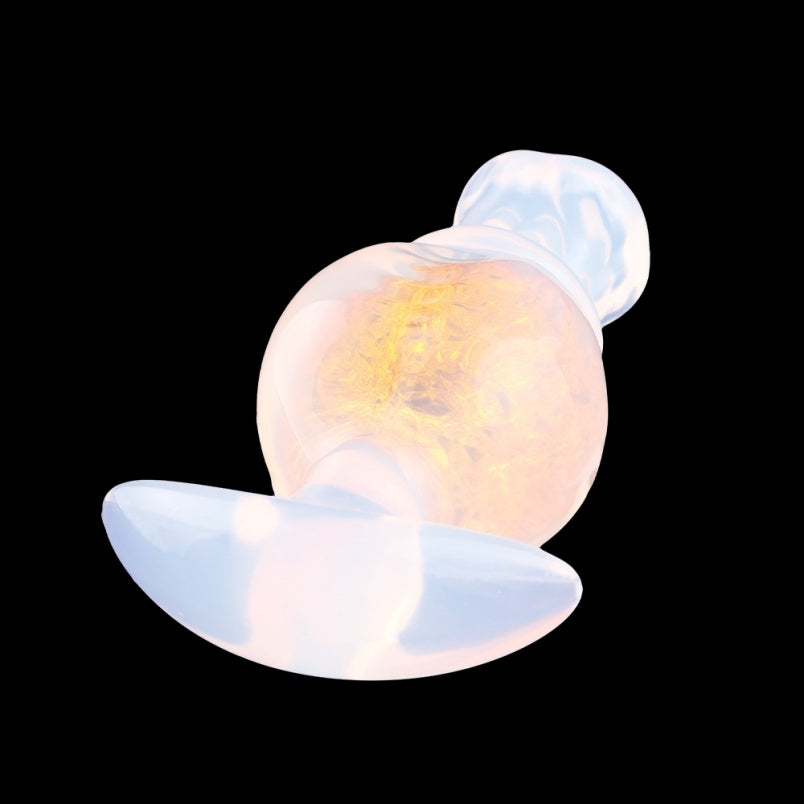 Silicone Fantasy Horse Dildo Butt Plug – Embedded Glass Ball & Glowing BDSM Restraint Toy
