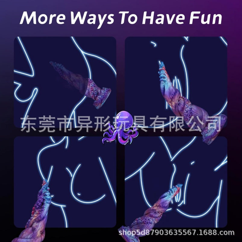 Fantasy Tentacle Dildo Butt Plug with Suction Cup – Purple Silicone Insertable Female Sex Toys