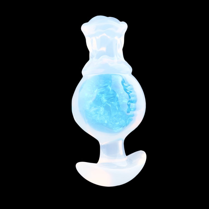 Silicone Fantasy Horse Dildo Butt Plug – Embedded Glass Ball & Glowing BDSM Restraint Toy