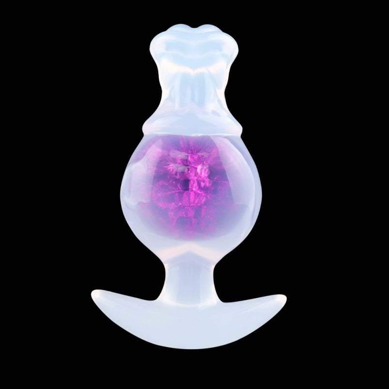Silicone Fantasy Horse Dildo Butt Plug – Embedded Glass Ball & Glowing BDSM Restraint Toy