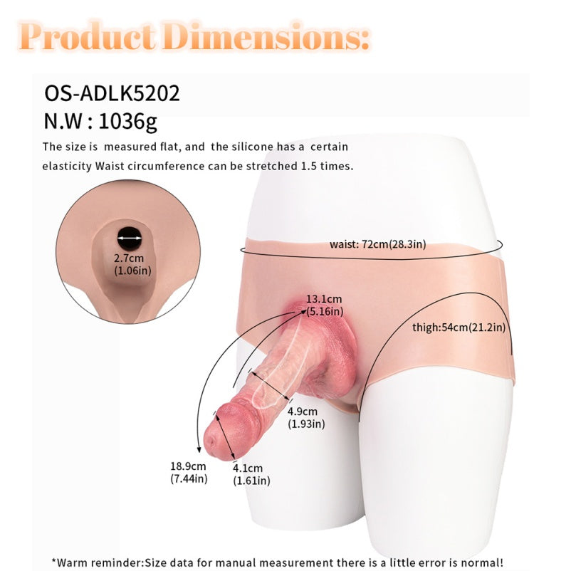 Gaine de pénis portable grandeur nature - Pantalon en silicone pour pénis véritable pour hommes et couples homosexuels