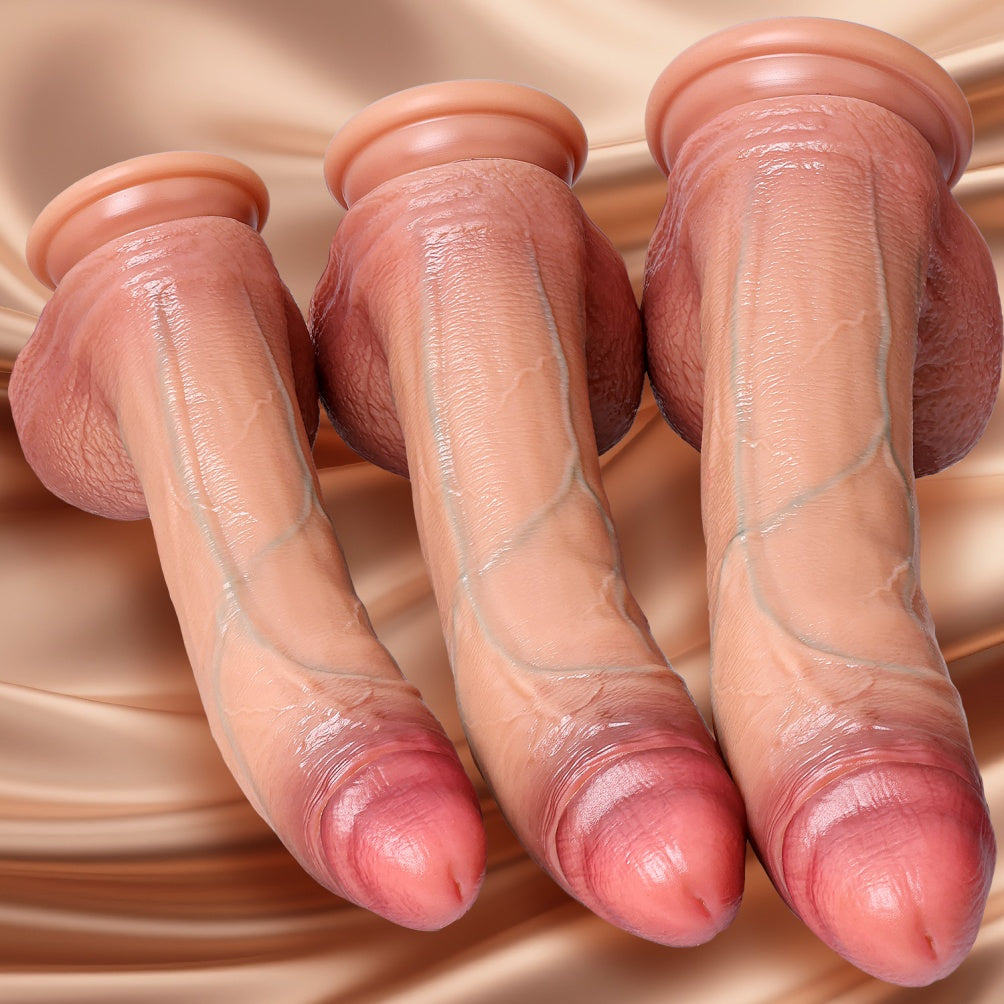 Realistic Dildo with Fleshy Skin Texture - Soft Silicone Suction Cup Dildo for Vaginal & Anal Pleasure