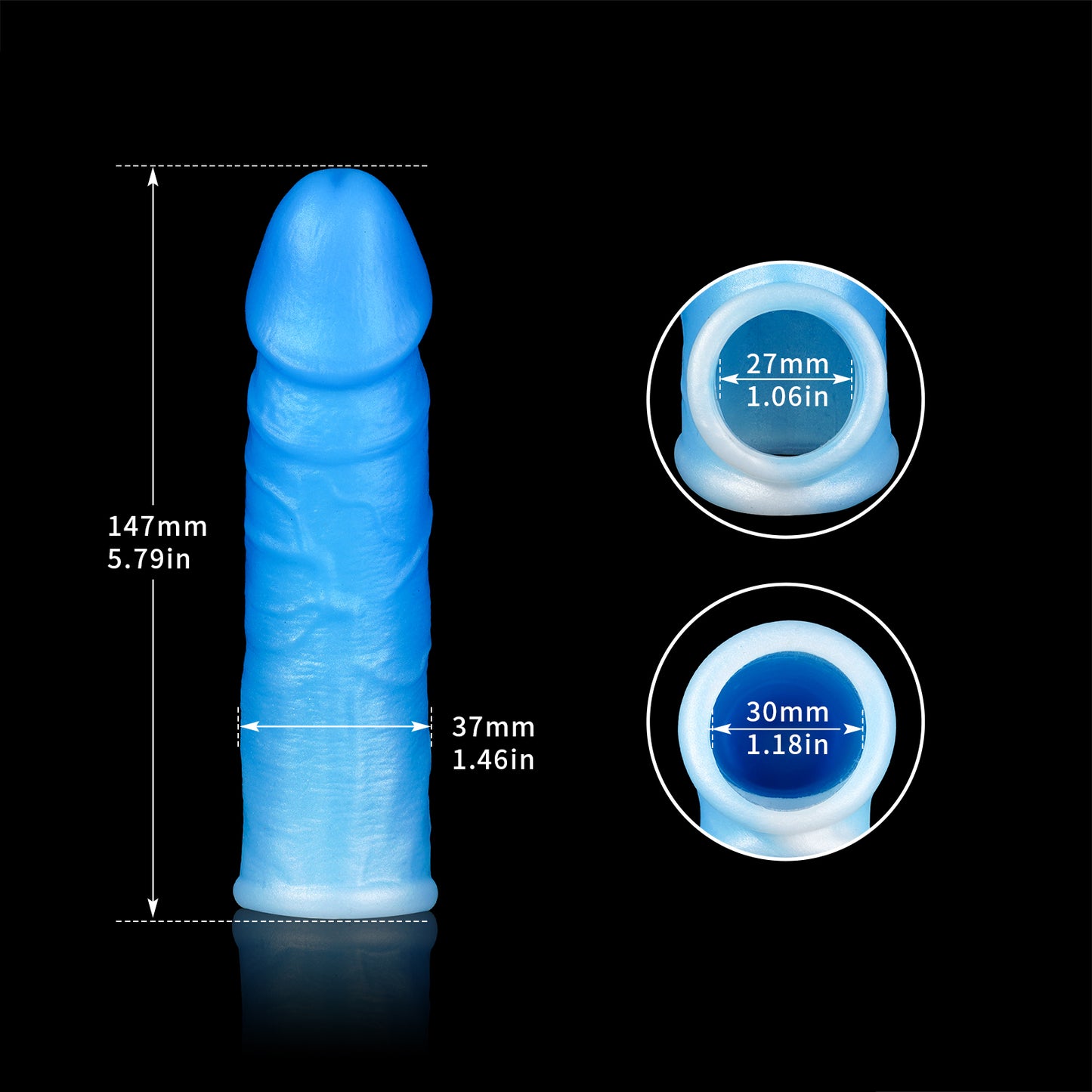 Agrandisseur de manchon de coq grandeur nature lumineux-gode réaliste anneau de pénis jouet sexuel en Silicone pour hommes