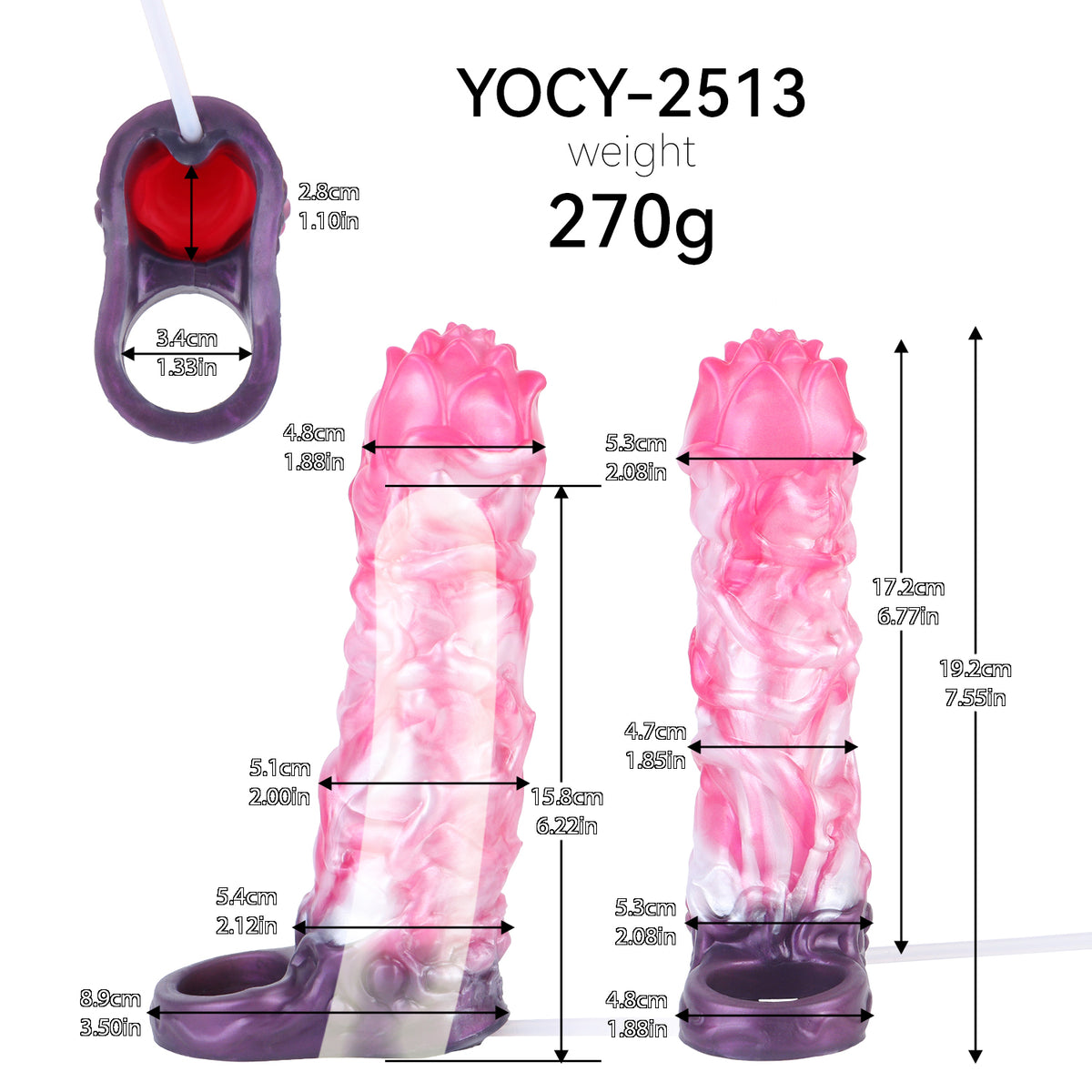 Sacred Lotus Cock Sleeve | Fantasy Squirting Penis Sleeve with Platinum Silicone & Cock Ring