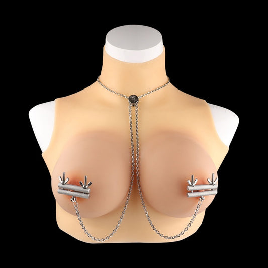 Rose Nipple Clamps Restraint Set – Stainless Steel BDSM Art Necklace