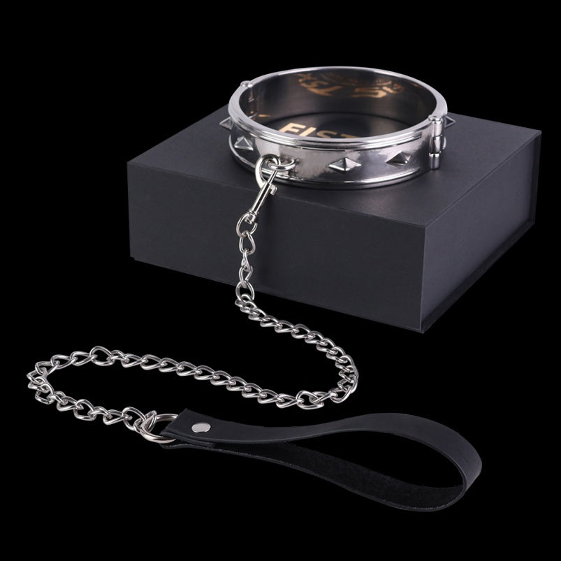 SM-Zughalsband aus Edelstahl – Eroberung, Dominanz und Unterwerfung, Bondage-Set