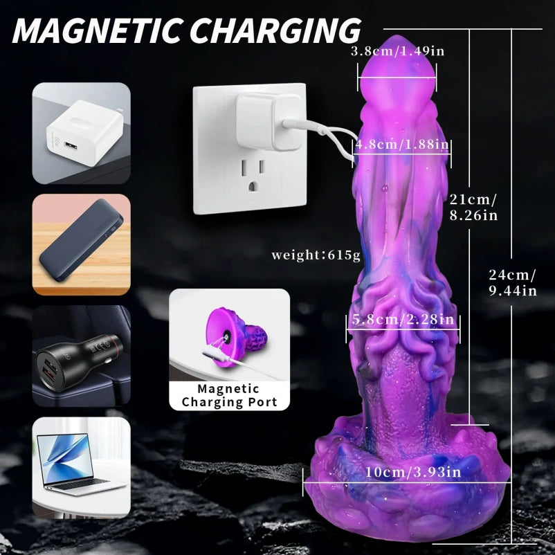 Purple Silicone Fantasy Drakes Dick G-Spot Vibrator - Smart Wireless Control Hands-Free Masturbation