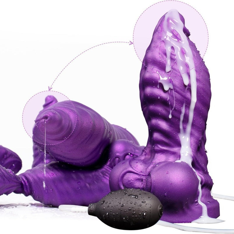 Huge Dragon Dildo Squirting Large Butt Plug – Big Girthy Purple Anal Sex Toys for Women