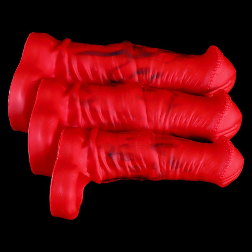 Fantasy Blood-Red Silicone Realistic Horse Cock Sleeve – Ejaculation Control Tool for Male Erectile Support
