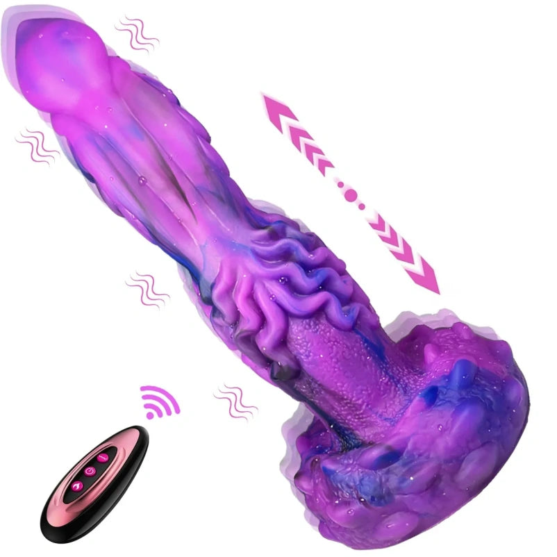 Purple Silicone Fantasy Drakes Dick G-Spot Vibrator - Smart Wireless Control Hands-Free Masturbation