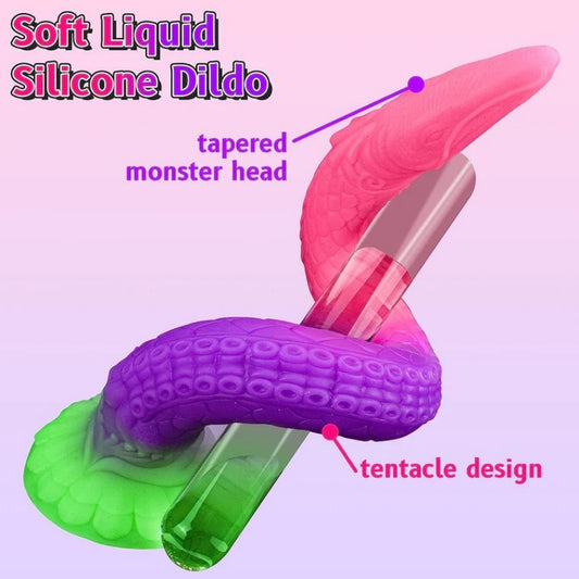 Fantasy Long Tentakel Dildo Butt Plug - Leuchtendes Silikon Analpeitsche Expansion Weibliches Sexspielzeug